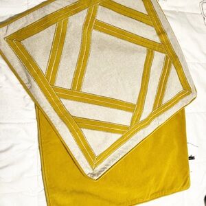 Rodeo Home Pair of Yellow Cream Geometric Pillow Covers 20x20 Textured Velvet